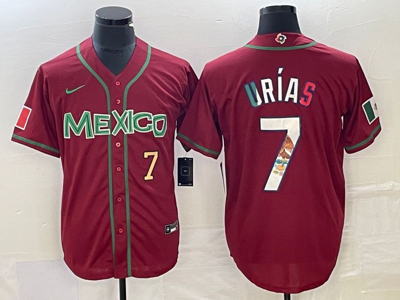 Men 2023 World Cub Mexico #7 Urias Red camo Nike MLB Jersey6->more jerseys->MLB Jersey